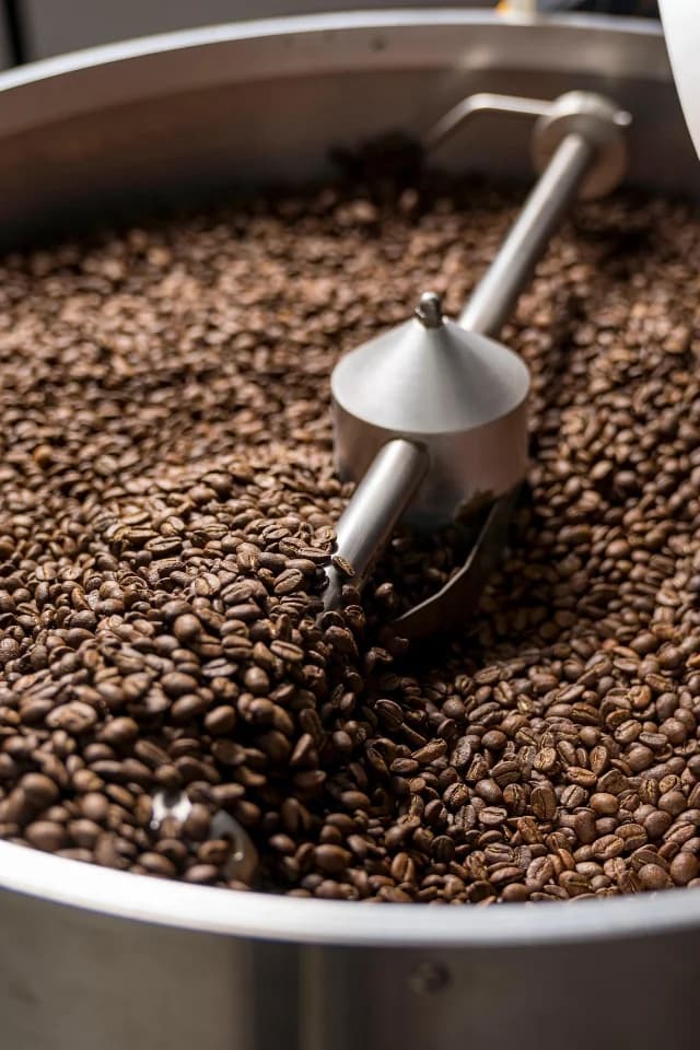 Grãos de café torrados